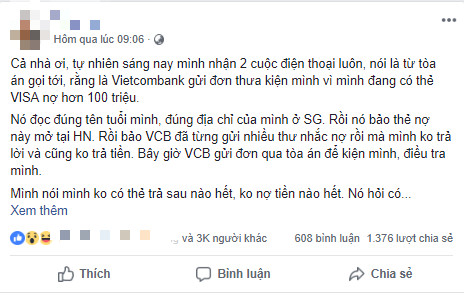 Hoang mang khi nhận cuộc gọi lạ thông báo bị khởi kiện do thẻ VISA nợ hơn 100 triệu: Vietcombank lên tiếng cảnh báo - Ảnh 1.