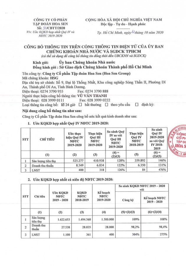 HSG: Lợi nhuận sau thuế NĐTC 2019-2020 ước đạt 1.100 tỷ đồng, lớn gấp 3 lần so với cùng kỳ - Ảnh 1.