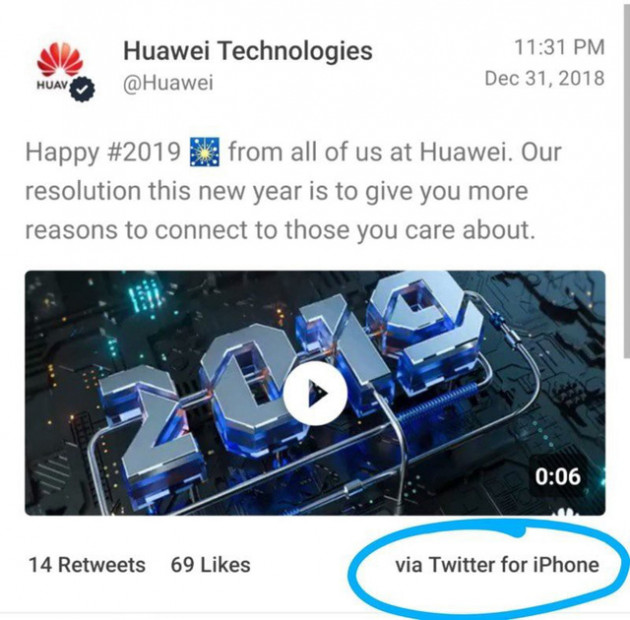 Huawei giáng chức, trừ lương nhân viên soạn tin chúc mừng năm mới bằng iPhone - Ảnh 1.