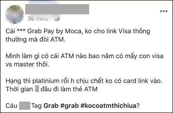 Khách kêu trời vì những bất tiện từ Grab: Visa và Master Card vô dụng, phải có ATM mới dùng được ví GrabPay by Moca - Ảnh 1.