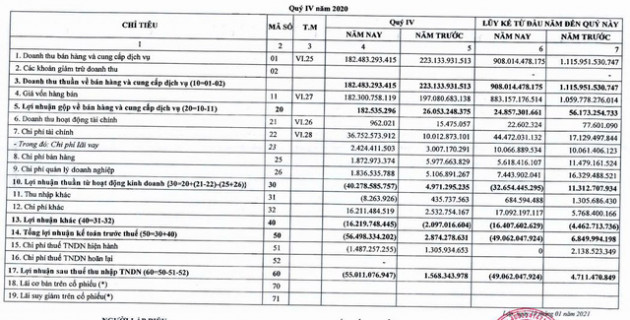 Khoáng sản Dương Hiếu (DHM) báo lỗ tới 55 tỷ đồng trong quý 4 - Ảnh 1.