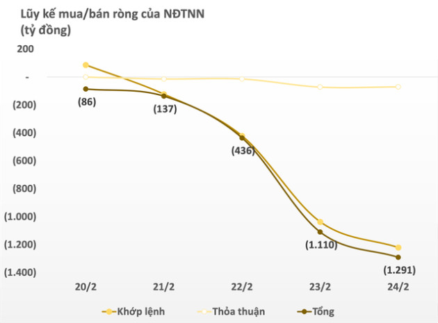 Khối ngoại bán ròng nghìn tỷ tuần 20-24/2, tâm điểm xả nhóm bất động sản - Ảnh 1.