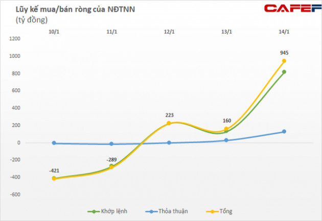 Khối ngoại bất ngờ trở lại mua ròng gần nghìn tỷ trong tuần 10-14/1, tâm điểm gom hàng loạt mã bất động sản - Ảnh 1.