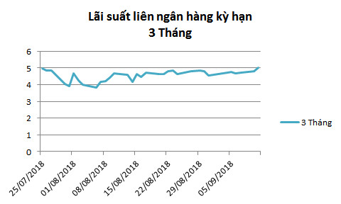 Lãi suất liên ngân hàng 3 tháng bất ngờ vượt 5% - Ảnh 1.