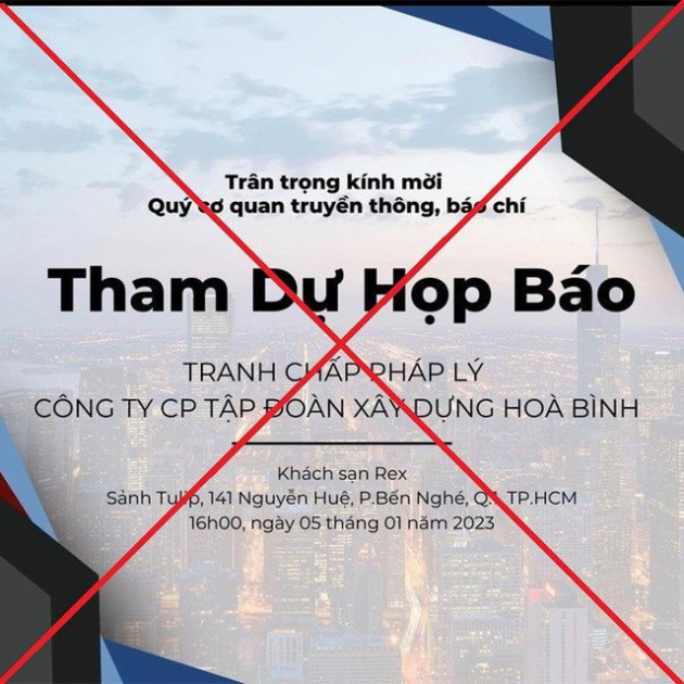 Lan truyền thư mời họp báo về tranh chấp pháp lý, Xây dựng Hoà Bình (HBC) khẳng định không tổ chức - Ảnh 1.