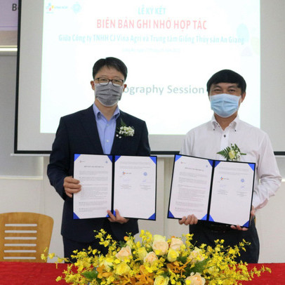Lễ ký kết hợp tác giữa CJ Vina Agri và Trung tâm giống thủy sản An Giang