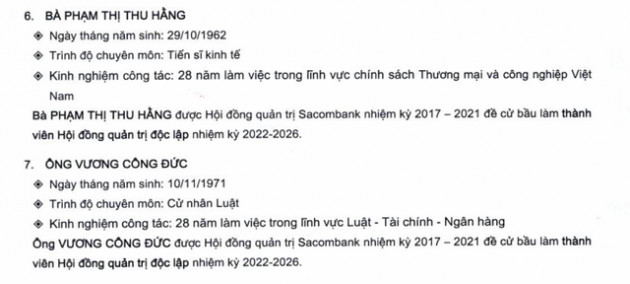 Lộ diện 2 người lạ được đề cử vào Hội đồng quản trị Sacombank nhiệm kỳ mới - Ảnh 1.