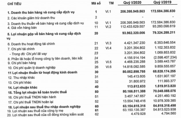 Long Hậu (LHG) lãi sau thuế 63 tỷ đồng quý 1, tăng 15% so với cùng kỳ - Ảnh 1.