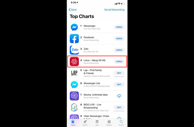 Lotus lọt Top 4 ứng dụng AppStore về mạng xã hội tại Việt Nam - Ảnh 1.