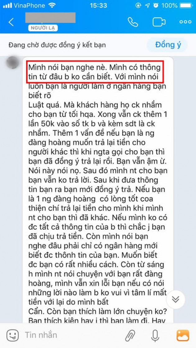 Luật sư nói gì về vụ cô gái bị người lạ chuyển nhầm số tiền 30 triệu đồng rồi bị truy SĐT để nhắn tin như đòi nợ - Ảnh 5.