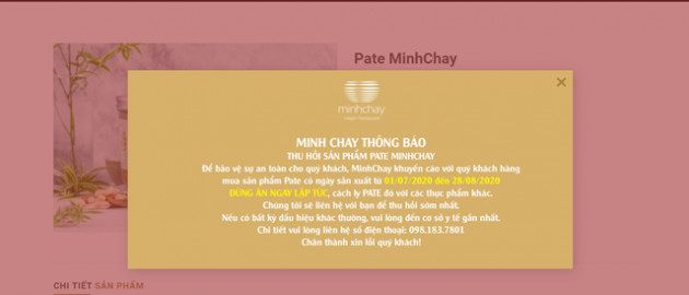 Minh Chay thông báo thu hồi sản phẩm pate có độc tố cực mạnh - Ảnh 1.