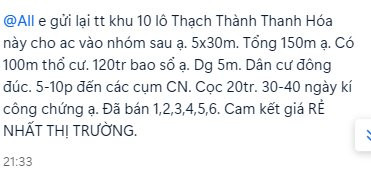 Môi giới rao bán đất nền cạnh tranh với Shark Thuỷ: “Chỉ 120 triệu đồng/lô, sổ đỏ đầy đủ, rẻ hơn 1/3 giá của Shark Thuỷ” - Ảnh 2.