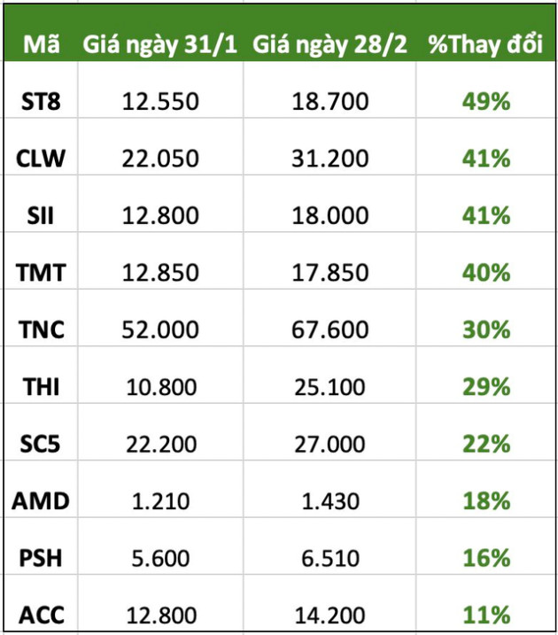 Một loạt cổ phiếu ngược dòng trong tháng thị trường giảm mạnh: Quán quân trên HOSE gây sốt với game thoái vốn, kỳ lân công nghệ vẫn bứt phá 285% - Ảnh 1.