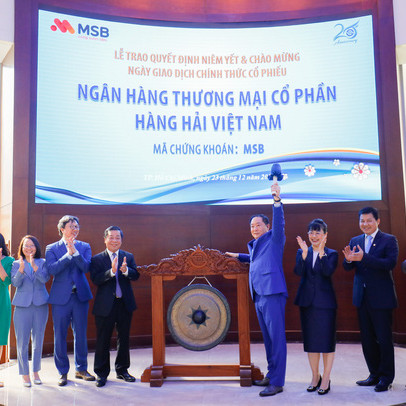 MSB chính thức niêm yết trên HoSE từ hôm nay 23/12, giá tăng hơn 17% trong phiên sáng