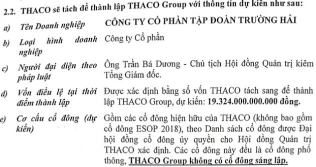 Năm 2020, Thaco sẽ tách riêng mảng bất động sản và nông nghiệp thành pháp nhân mới, vốn điều lệ dự kiến 19.324 tỷ đồng - Ảnh 1.