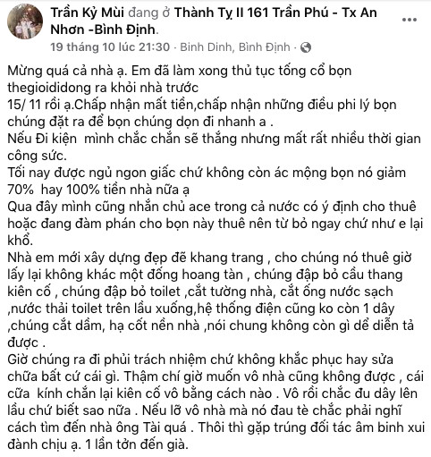 Ngỡ lùm xùm đã có hồi kết, Thế giới Di động bất ngờ mời luật sư, tố ngược lại chủ nhà Trần Kỷ Mùi vì phát ngôn trả lại nhà như đống hoang tàn? - Ảnh 3.