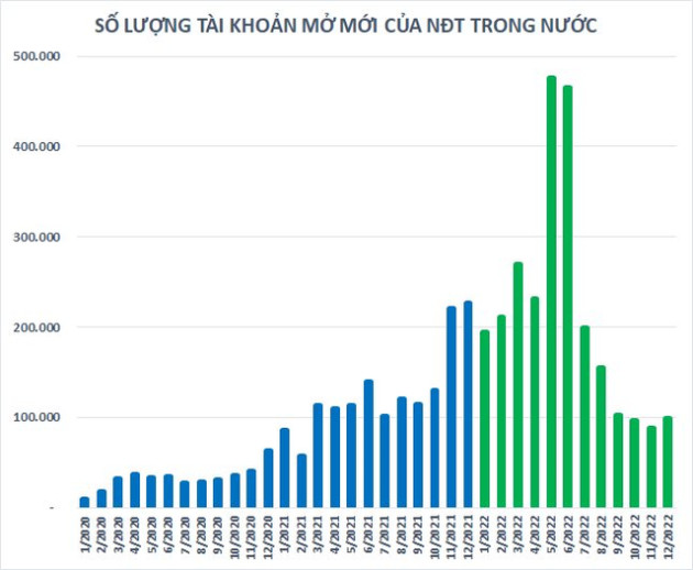 Nhà đầu tư trong nước mở mới gần 2,6 triệu tài khoản chứng khoán năm 2022, nhiều hơn tổng 6 năm trước cộng lại - Ảnh 1.