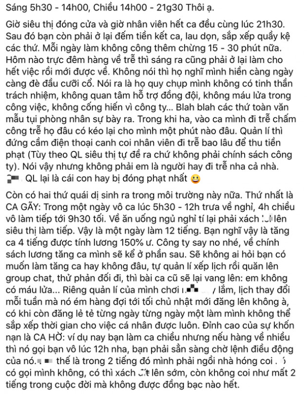 Nhân viên chuỗi bách hoá phơi bày thực tế bức bối phía sau quầy rau kệ thịt: Làm ca 12h/ngày, lương thấp nhưng đa nhiệm từ thu ngân, mổ cá, nhặt rau, xếp kho, đến... rửa thùng rác! - Ảnh 1.