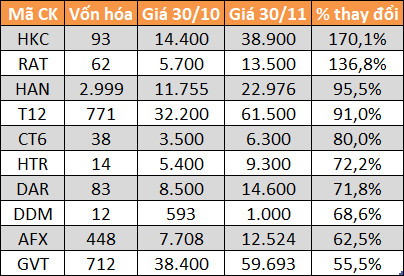 Nhiều cổ phiếu tăng trên 50% trong tháng 11 - Ảnh 4.