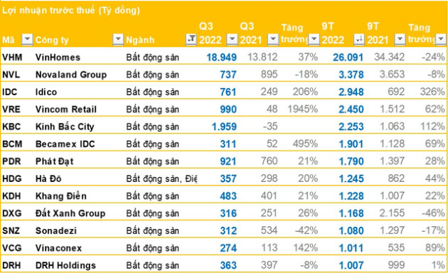 Nhóm doanh nghiệp BĐS quý 3/2022: LNTT nhiều doanh nghiệp tăng trưởng cao bất ngờ, chỉ có FLC và FLCHomes báo lỗ - Ảnh 4.