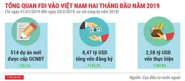 Những điểm nhấn về thu hút đầu tư nước ngoài trong 2 tháng năm 2019 - Ảnh 1.