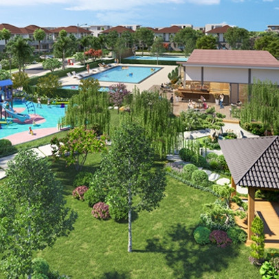 Những mảng xanh đắt giá bên trong khu biệt thự biệt lập Compound The Aqua