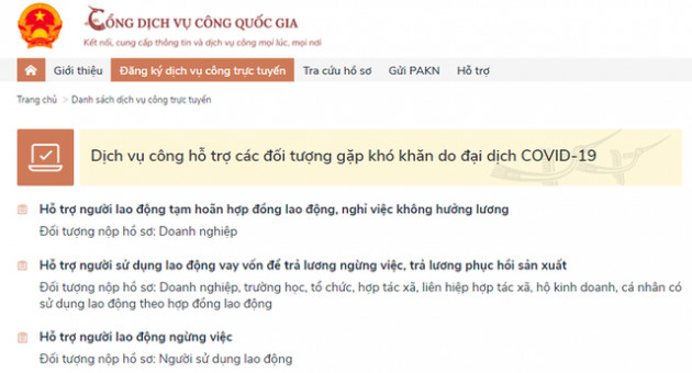 NÓNG: Người lao động có thể làm thủ tục nhận tiền hỗ trợ Covid-19 trên Cổng Dịch vụ công Quốc gia