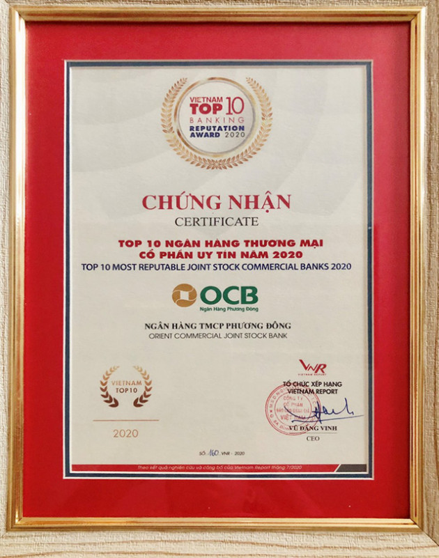 OCB được vinh danh trong bảng xếp hạng Fast 500 & Top 10 ngân hàng uy tín năm 2020