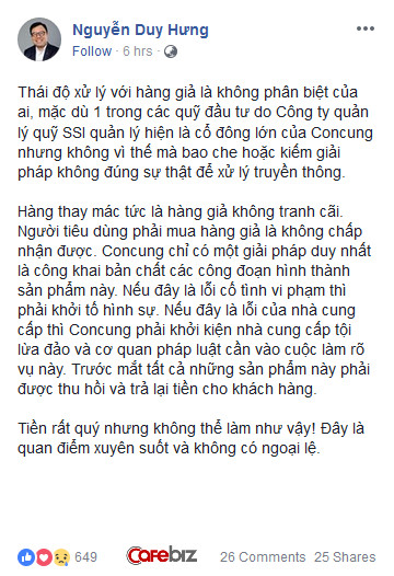 Ông Nguyễn Duy Hưng: Hàng thay mác tức là hàng giả, không tranh cãi, nếu là lỗi Con Cưng cố tình vi phạm thì phải khởi tố hình sự - Ảnh 1.