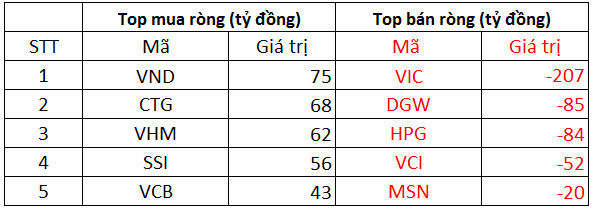 Phiên 24/1: Khối ngoại bán ròng gần 200 tỷ đồng trên toàn thị trường, tâm điểm bán VIC, DGW - Ảnh 1.