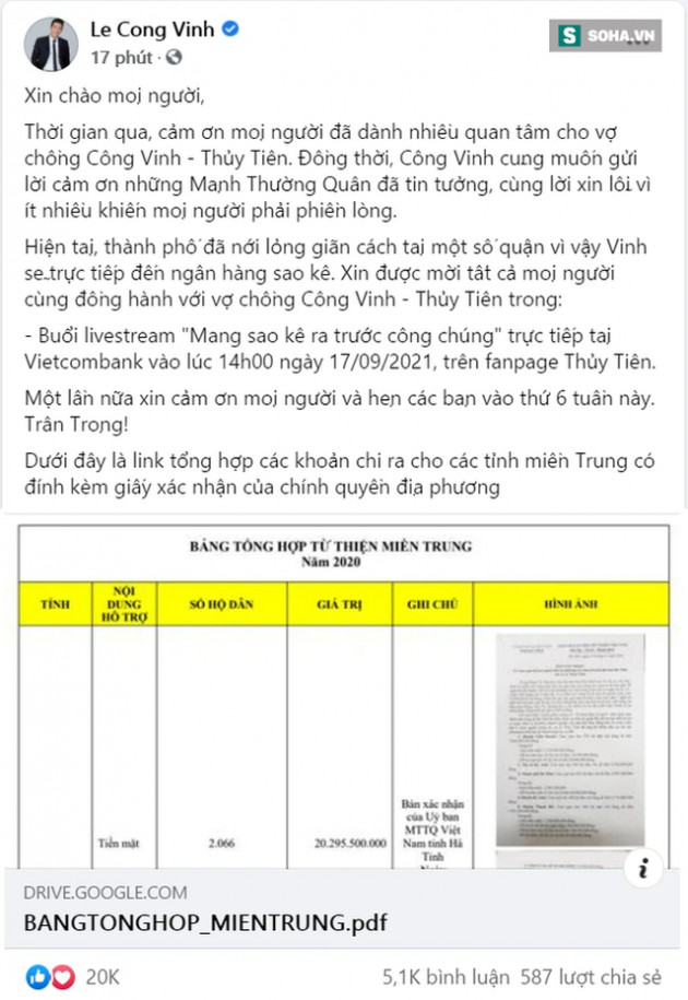 Phòng giao dịch Vietcombank sẽ là "sân khấu" livestream sao kê của Công Vinh Thủy Tiên