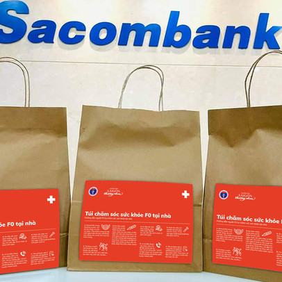 Sacombank tặng 10.000 túi chăm sóc sức khoẻ, có thuốc, vitamin, máy đo spO2,...cho các F0 điều trị tại nhà