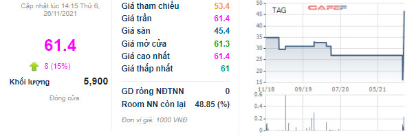 Sau hơn 1 năm không phát sinh giao dịch, Trần Anh (TAG) bất ngờ tăng trần 10 phiên liên tiếp - Ảnh 1.