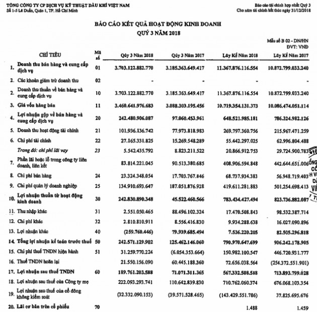 Sau nhiều quý giảm sút, PVS báo lãi hợp nhất hơn 222 tỷ đồng trong quý 3/2018, tăng gấp đôi cùng kỳ năm trước - Ảnh 2.