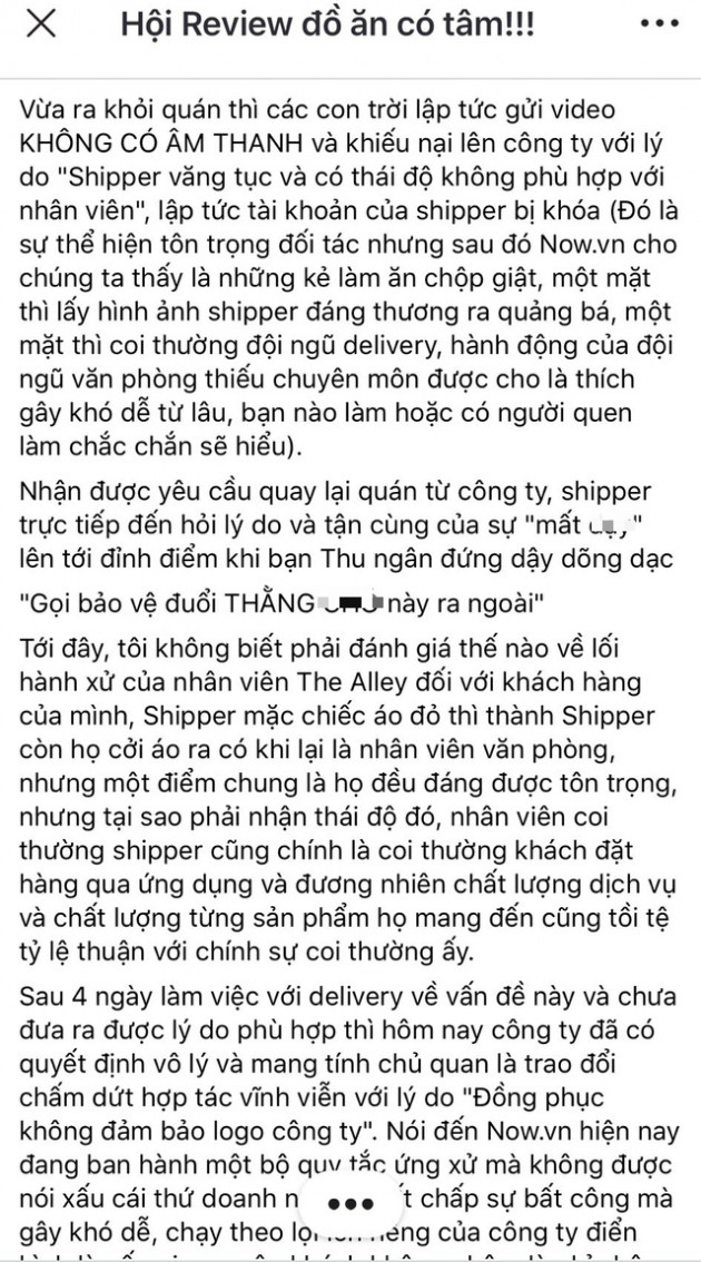  Sau vụ trà sữa The Alley bị tố coi thường shipper, nữ thu ngân kiêm cửa hàng trưởng bị cách chức, chuyển làm nhân viên vệ sinh? - Ảnh 4.