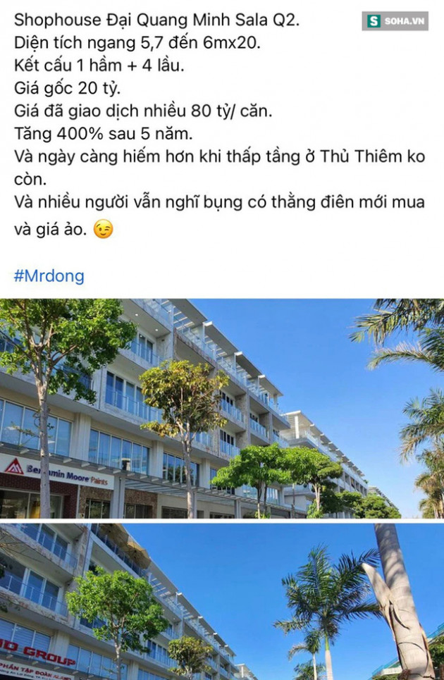 Shophouse Thủ Thiêm tăng giá 400%, dân mạng thảng thốt: "Cơn điên của kẻ lắm tiền"