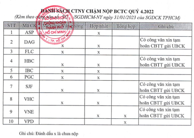 Tập đoàn Hòa Bình, Apax Holdings, FLC, Vĩnh Hoàn... bị HoSE tuýt còi vì chưa công bố báo cáo tài chính quý 4 - Ảnh 1.