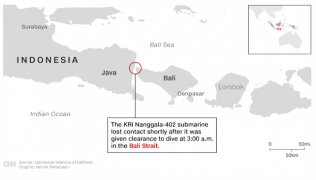 Tàu ngầm Indonesia mất tích cùng 53 người, phát hiện vệt dầu loang đáng ngờ trên mặt biển - Ảnh 1.