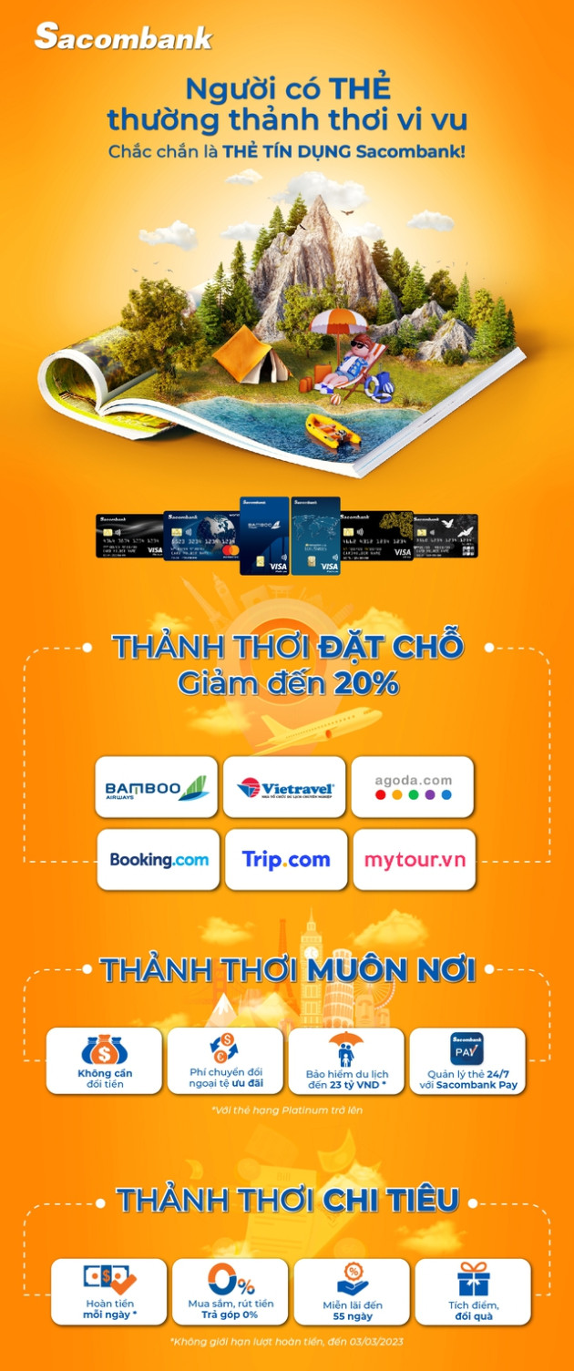 Thảnh thơi du lịch với thẻ tín dụng sacombank - Ảnh 1.