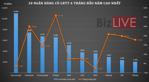 Thay đổi lớn trong Top 10 lợi nhuận ngân hàng Việt - Ảnh 1.