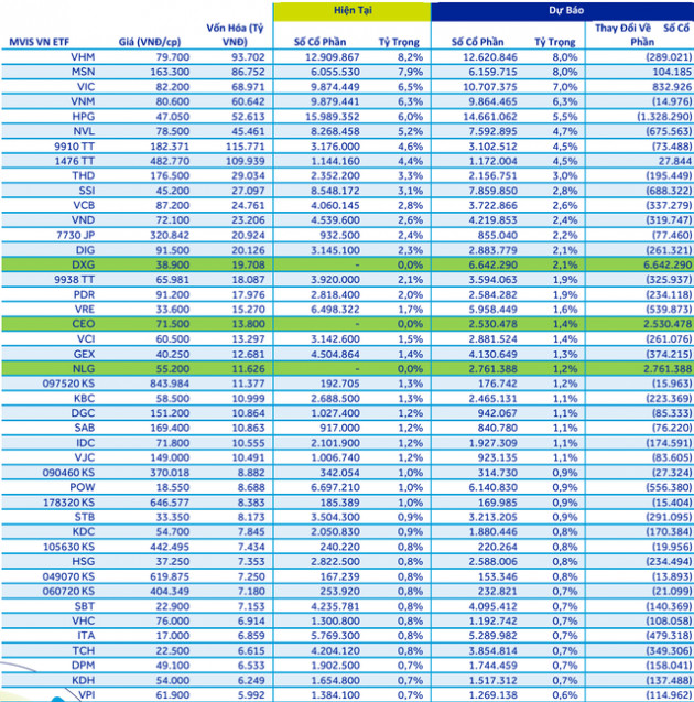 Thêm một tổ chức dự báo CEO, DXG, NLG, VND và VCG lọt rổ ETF trong kỳ cơ cấu tháng 3 - Ảnh 2.