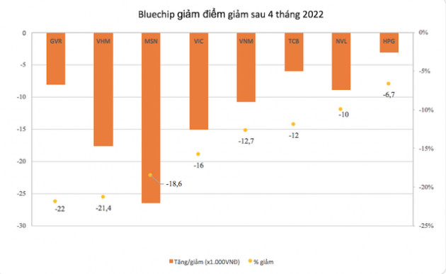 Thị trường biến động, loạt cổ phiếu Bluechips giảm sâu sau 4 tháng đầu năm - Ảnh 1.