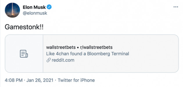 Tiếp lửa cho Reddit, Elon Musk hứa gắn tên GameStop lên tên lửa nếu giá cổ phiếu đạt 1.000 USD - Ảnh 1.