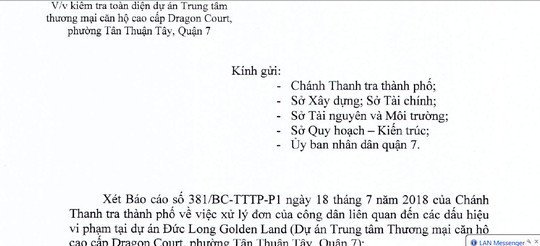 TP HCM kiểm tra toàn diện dự án Đức Long Golden Land ở quận 7