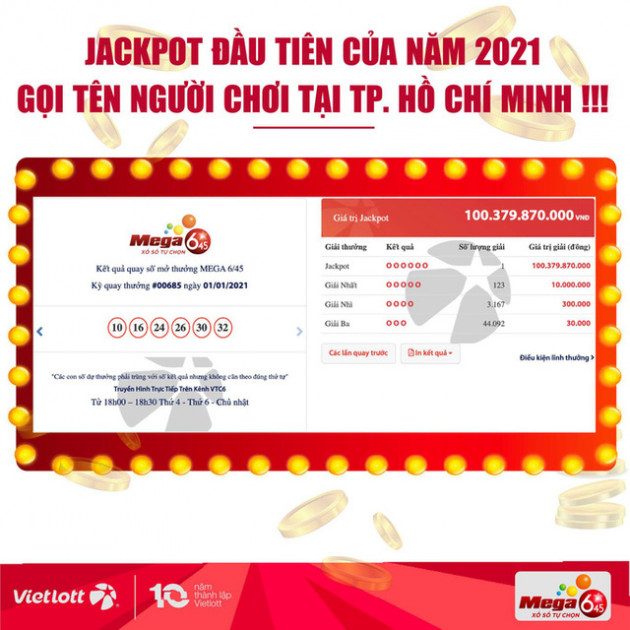 TP HCM lại có người trúng Vietlott hơn 100 tỉ đồng ngày đầu năm 2021 - Ảnh 1.