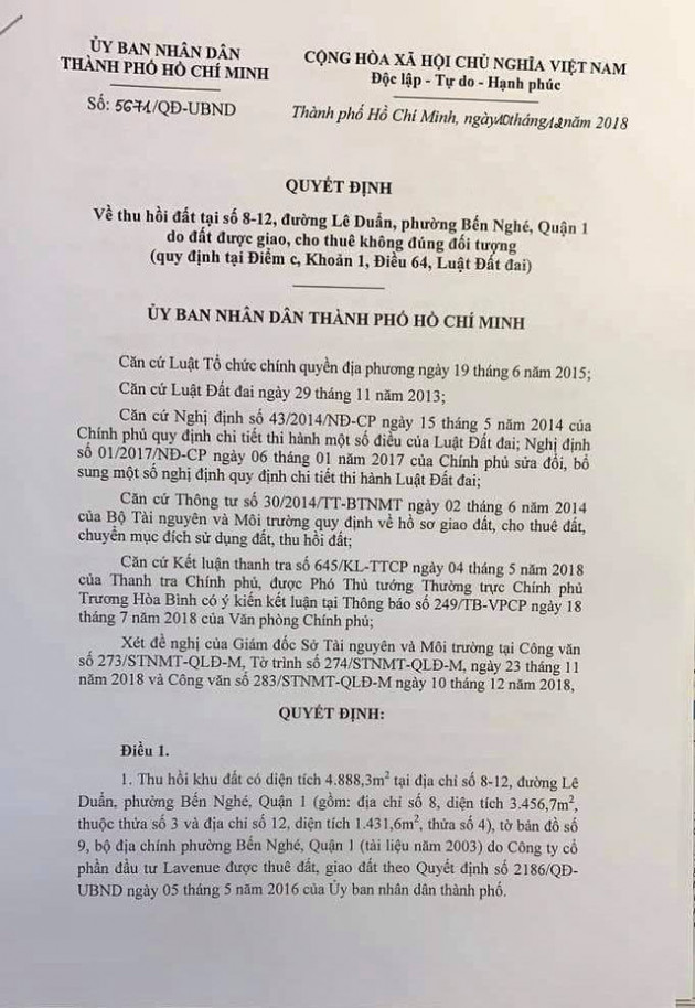 TP.HCM chính thức thu hồi khu đất vàng số 8 - 12 Lê Duẩn - Ảnh 1.