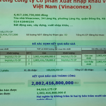 Trả giá cao hơn “7,6 đồng/cp”, một nhà đầu tư đã chiến thắng trong phiên đấu giá cổ phần Vinaconex của Viettel