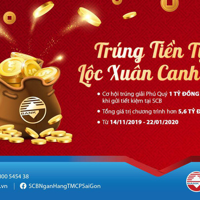 "Trúng tiền tỷ - Lộc xuân Canh Tý” cơ hội trúng 1 tỷ cùng SCB