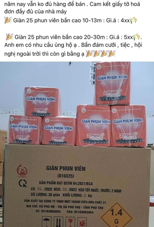 Trước Tết 3 tháng, pháo hoa nhà máy Z121 đã bắt đầu rao bán rầm rộ trên chợ mạng, chênh giá đến vài trăm nghìn đồng so với niêm yết - Ảnh 3.