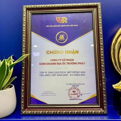Trường Phát Land nhận giải Top 10 Sàn giao dịch BĐS tiêu biểu Việt Nam 2021 – KV miền Bắc